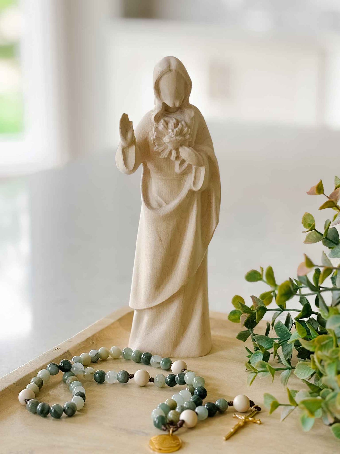 Sacred Heart of Jesus - Natural Wooden Statue