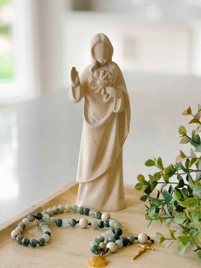 Sacred Heart of Jesus - Natural Wooden Statue