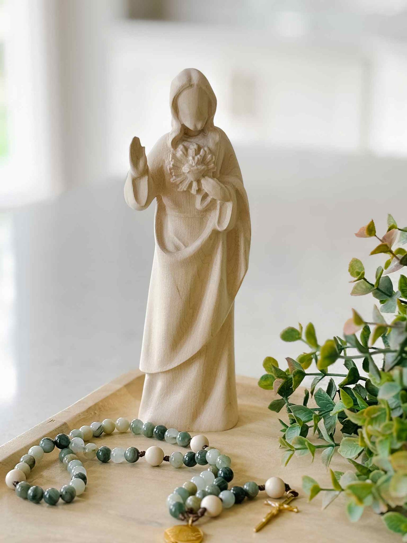 Sacred Heart of Jesus - Natural Wooden Statue
