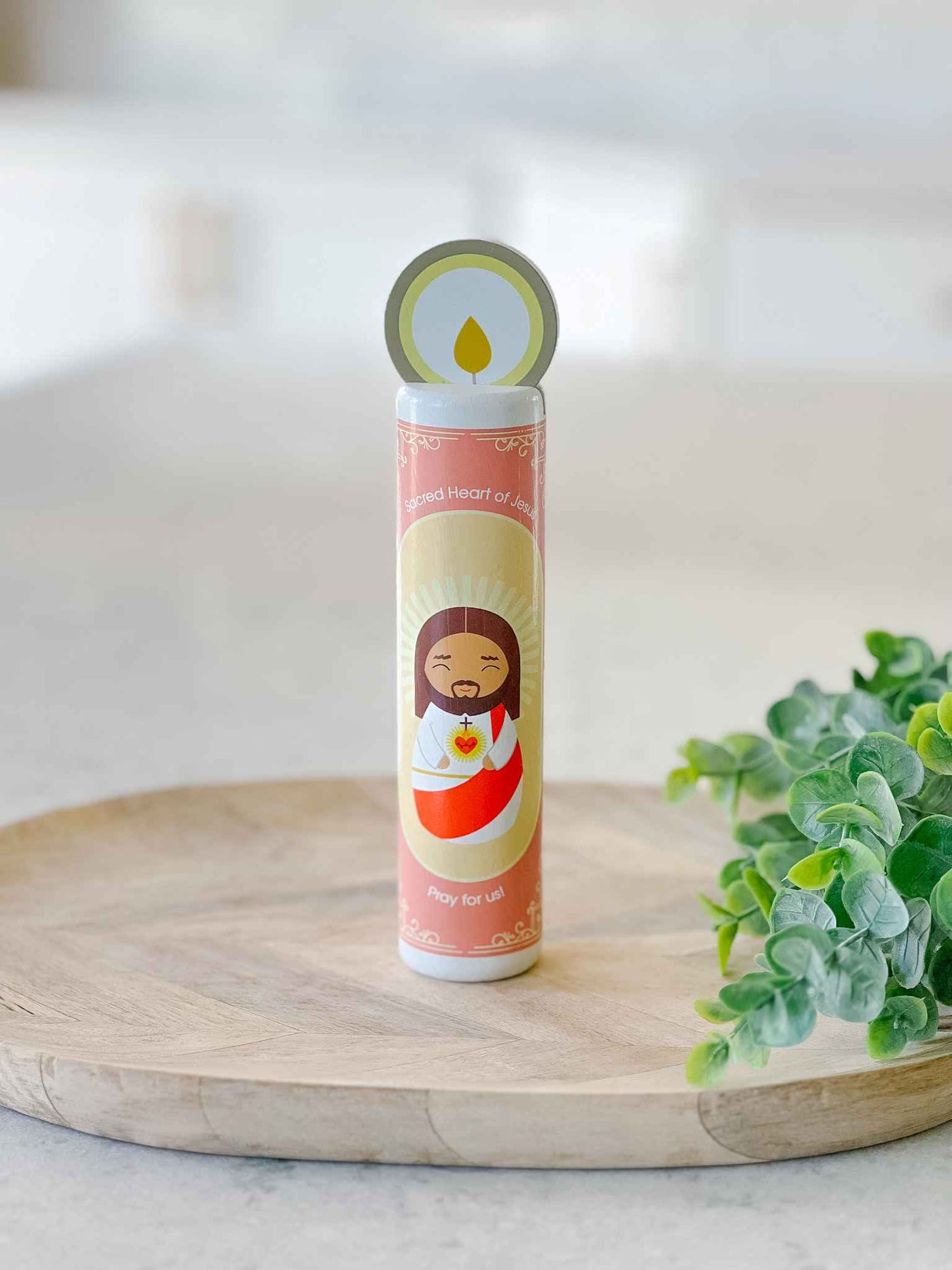 Sacred Heart of Jesus Wooden Prayer Candle