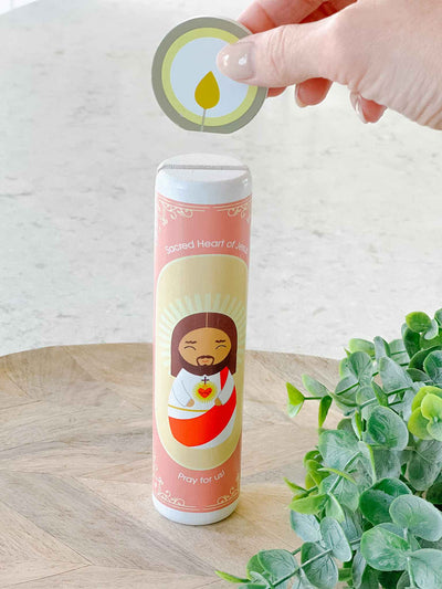 Sacred Heart of Jesus Wooden Prayer Candle