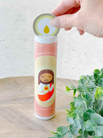 Sacred Heart of Jesus Wooden Prayer Candle