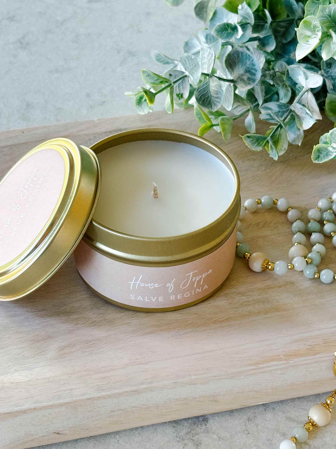 Salve Regina Candle Tin - Fresh Roses + Black Currant + Sunshine