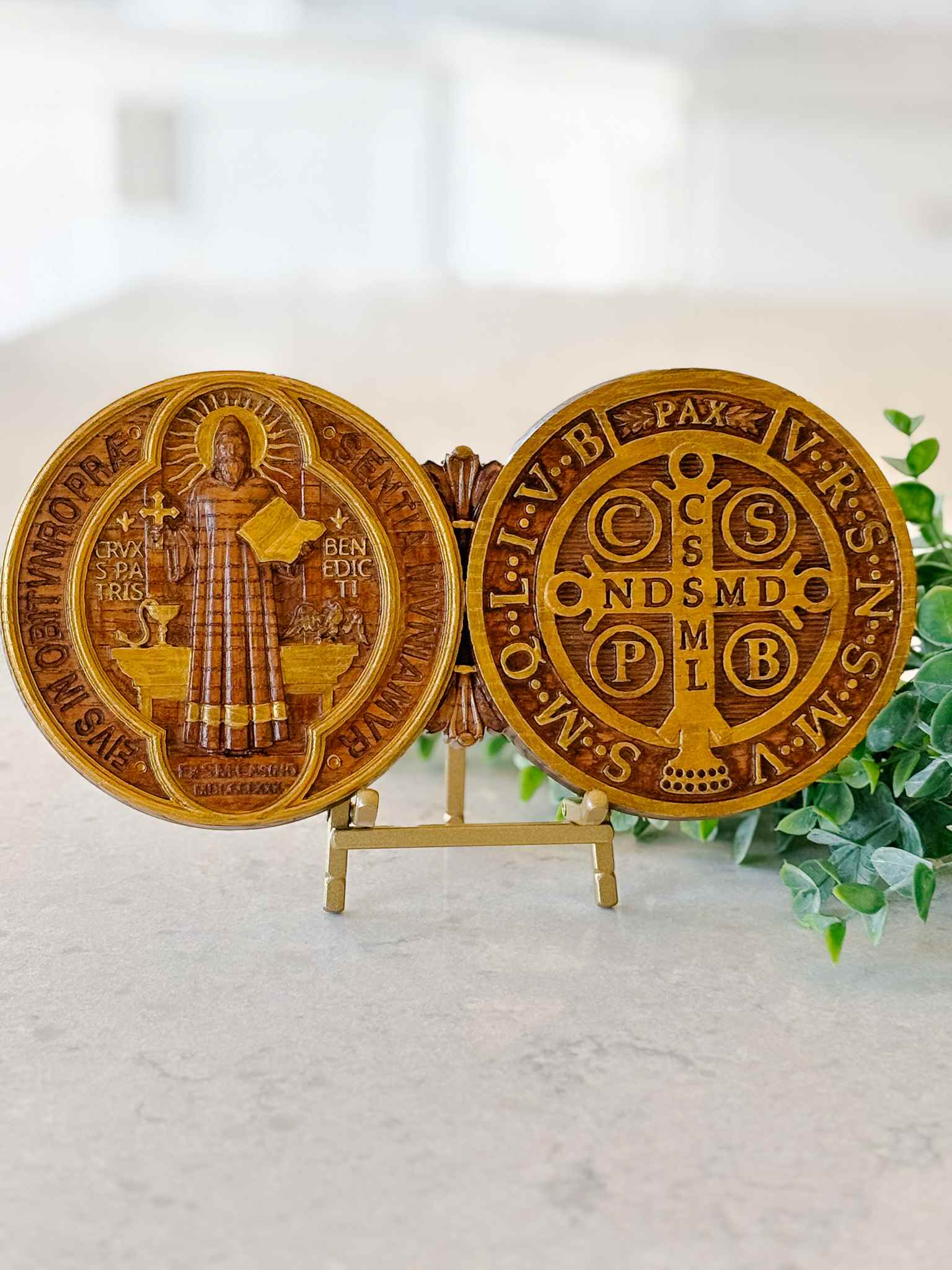 St. Benedict Medal Wooden Plaque