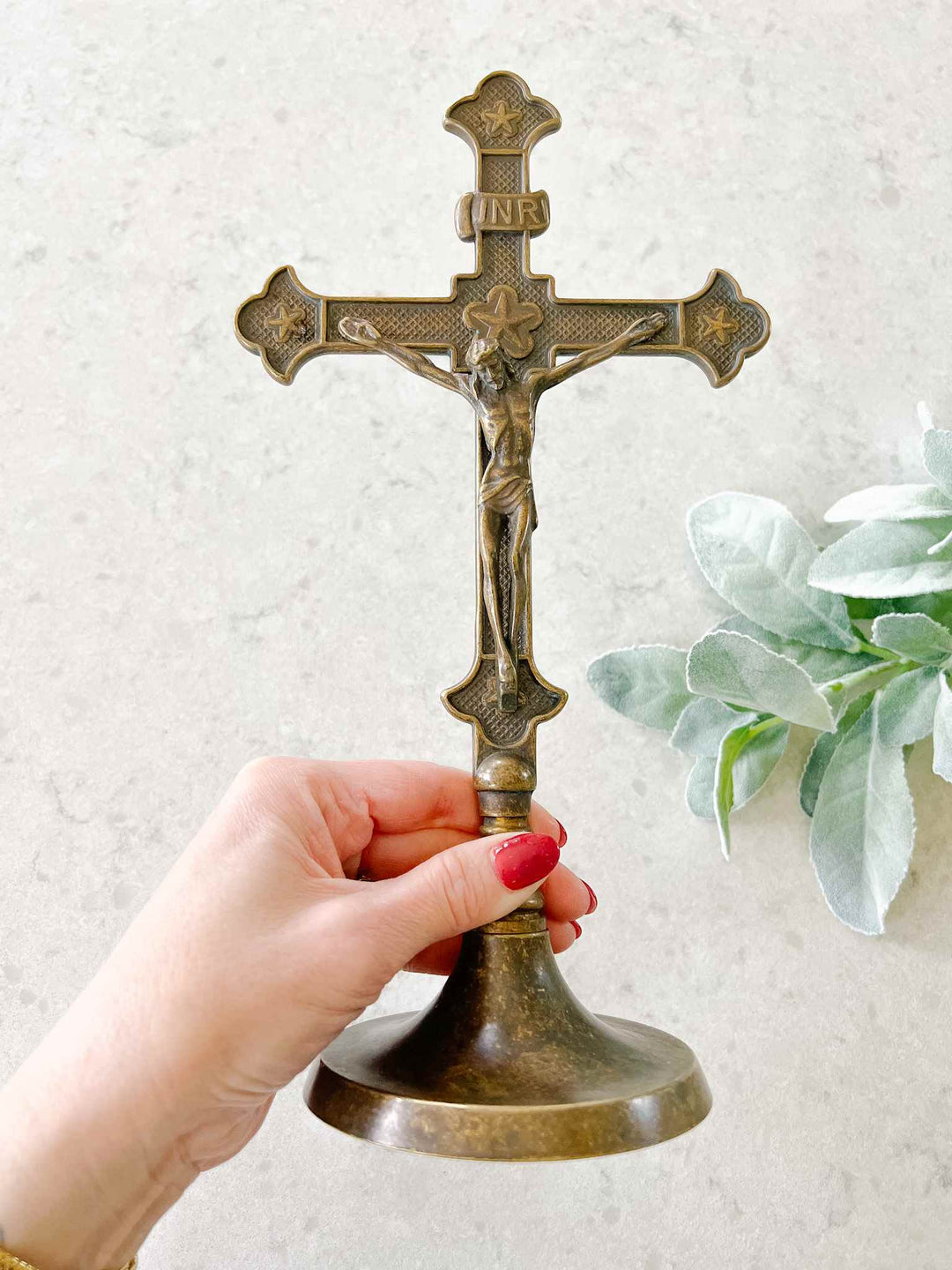 Antiqued Brass Standing Crucifix | Made in Italy | House of Joppa
