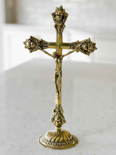 Standing Crucifix Grande - Polished Brass