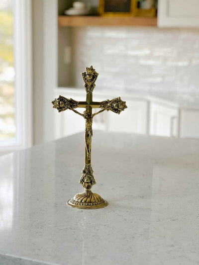 Standing Crucifix Grande - Polished Brass