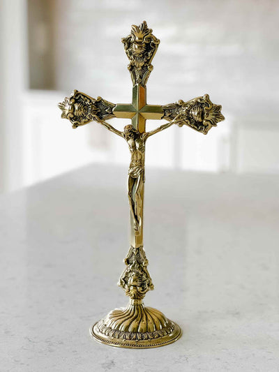 Standing Crucifix Grande - Polished Brass