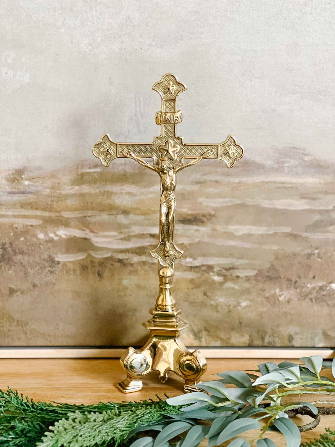 Standing Crucifix - Polished Brass