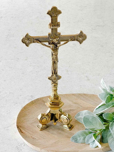 Standing Crucifix - Polished Brass