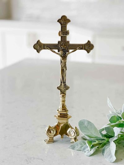 Standing Crucifix - Polished Brass