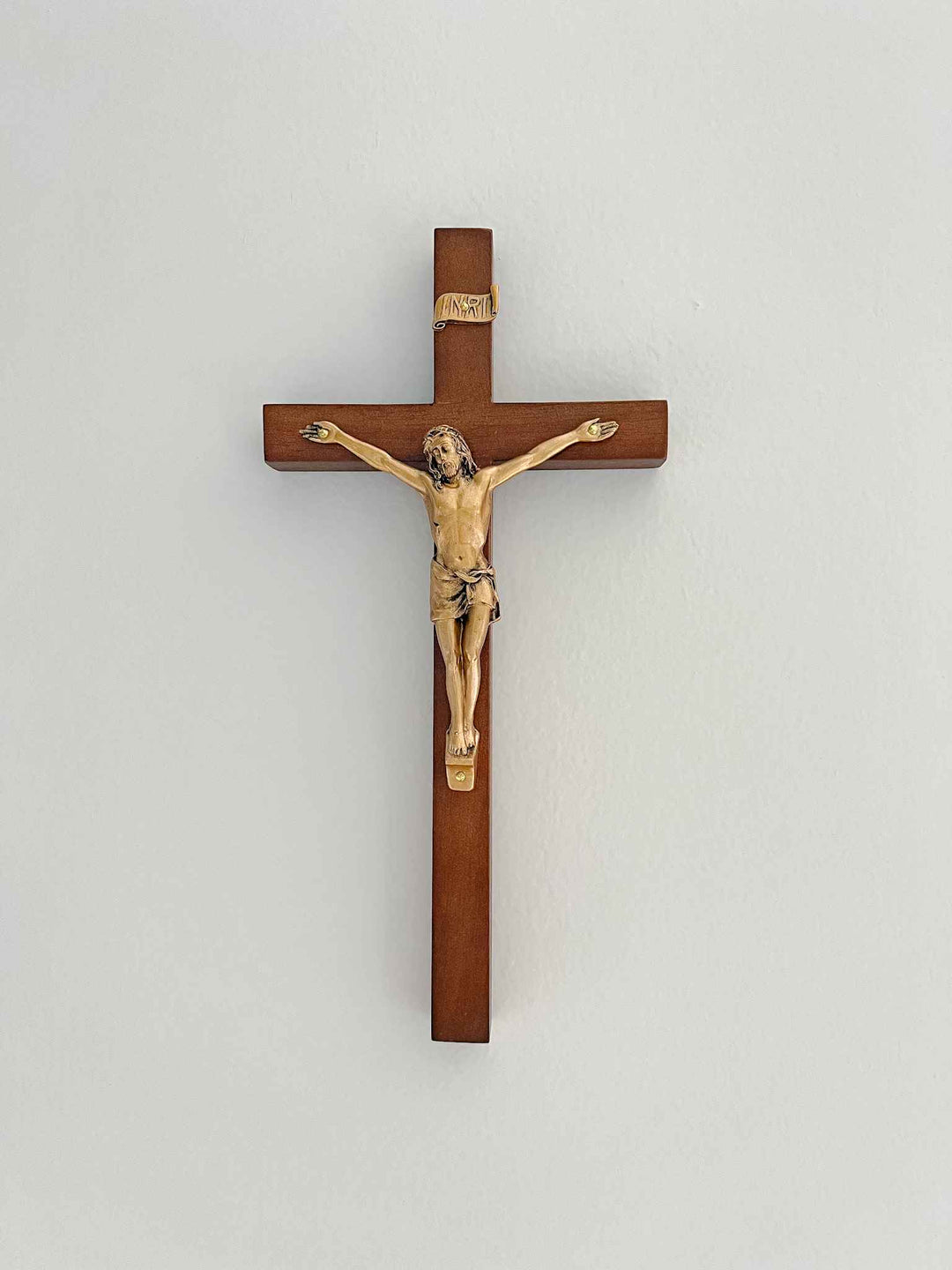 Walnut Wood Crucifix | Solid Wood & Pewter | House of Joppa