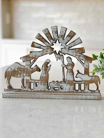 White Washed Wood Nativity