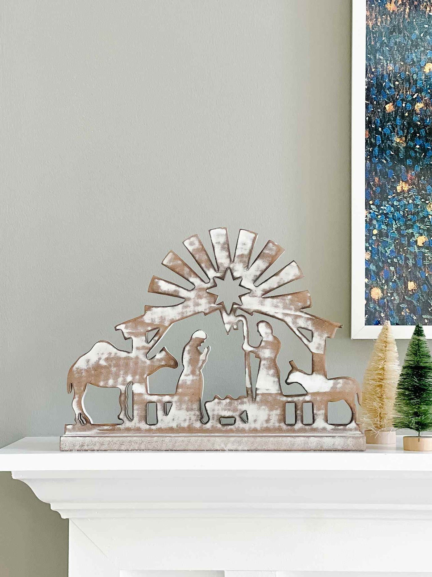 White Washed Wood Nativity