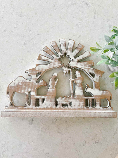 White Washed Wood Nativity