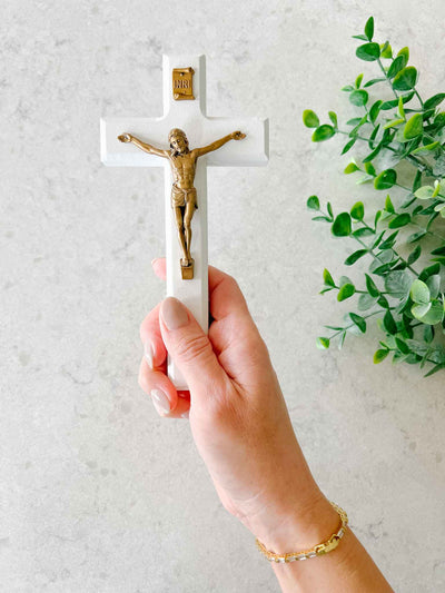 White Wood Crucifix