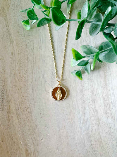 Blessed Mother of Pearl Necklace - Amber