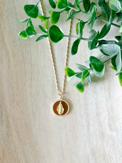 Blessed Mother of Pearl Necklace - Amber
