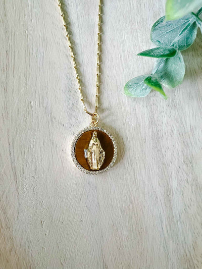 Blessed Mother of Pearl Necklace - Amber