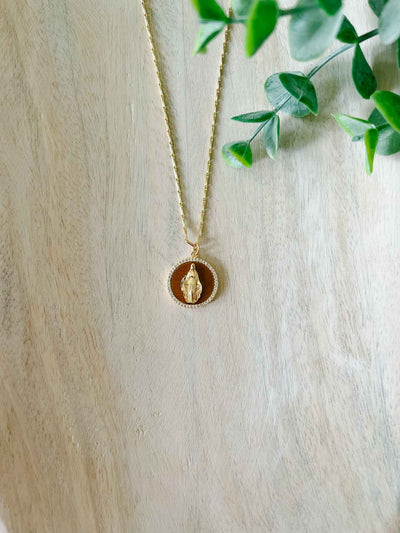 Blessed Mother of Pearl Necklace - Amber