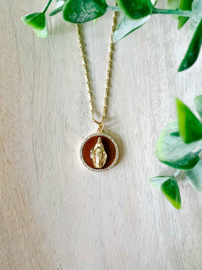 Blessed Mother of Pearl Necklace - Amber