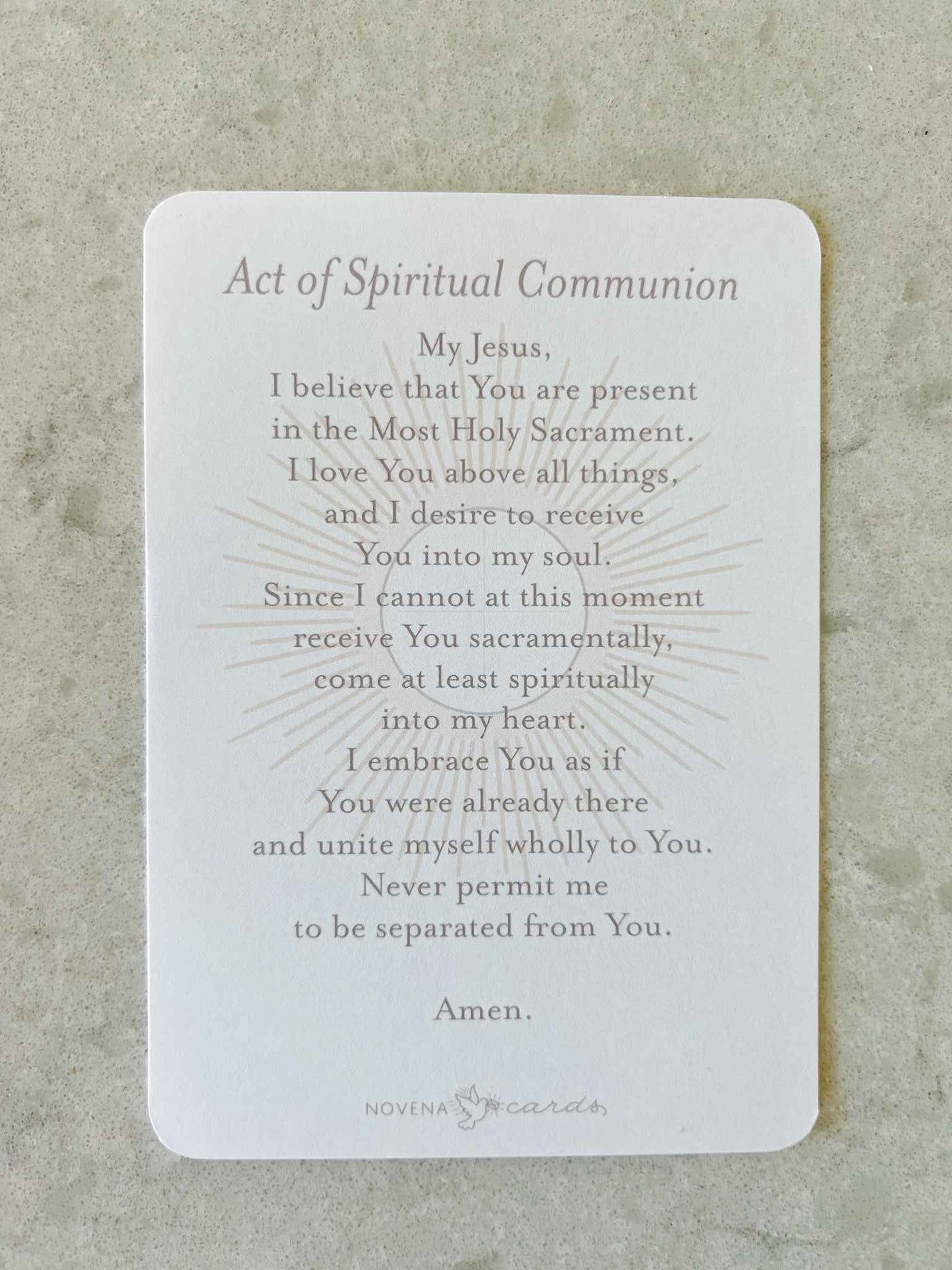 Act of Spiritual Communion - Prayer Card