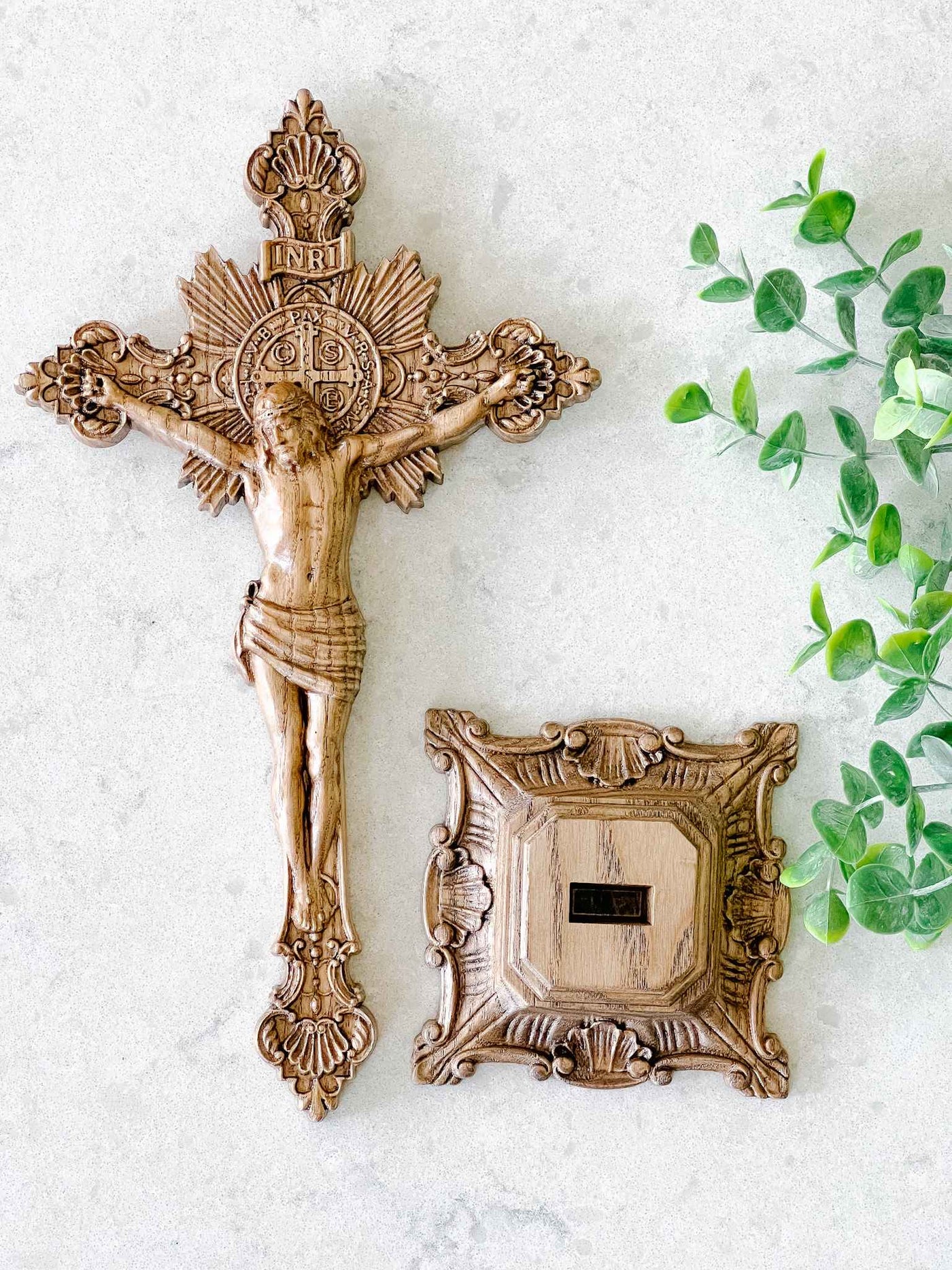 Carved Wooden Crucifix - with Base