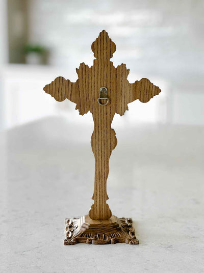 Carved Wooden Crucifix - with Base