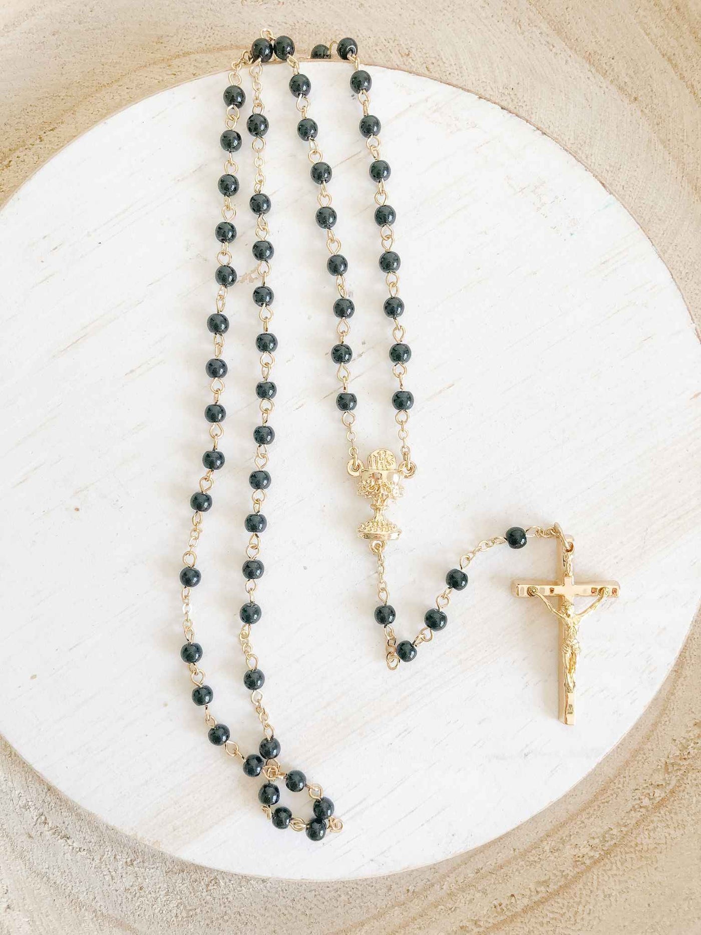 First Holy Communion Rosary - Black