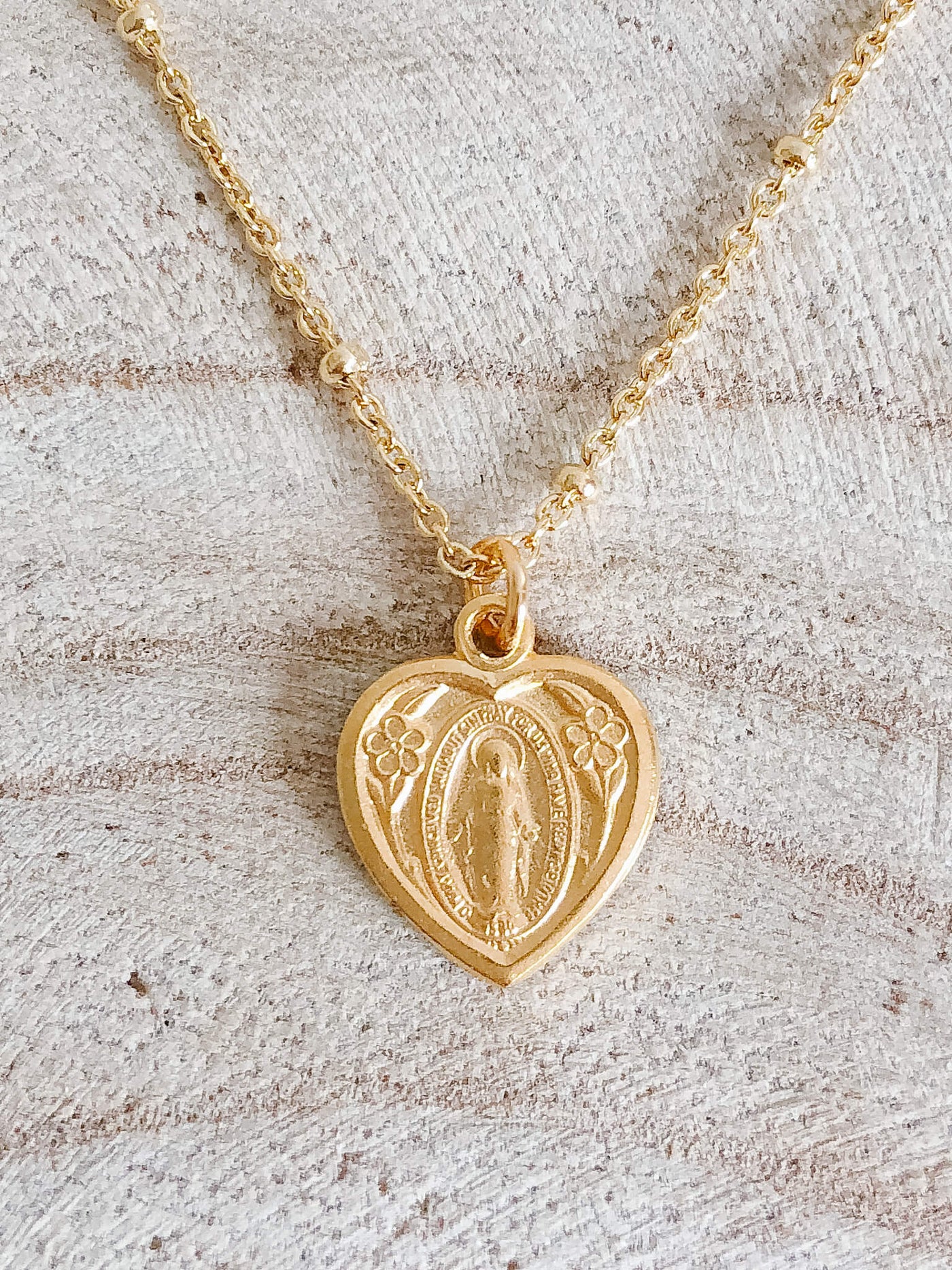 Heart Shaped Miraculous Medal Necklace