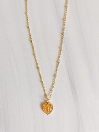 Heart Shaped Miraculous Medal Necklace