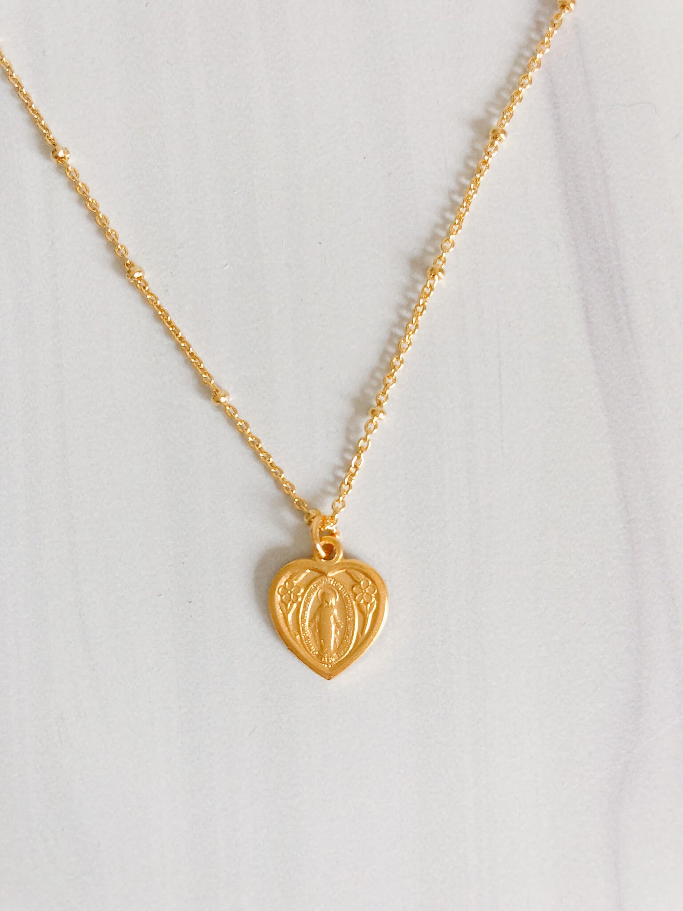 Heart Shaped Miraculous Medal Necklace