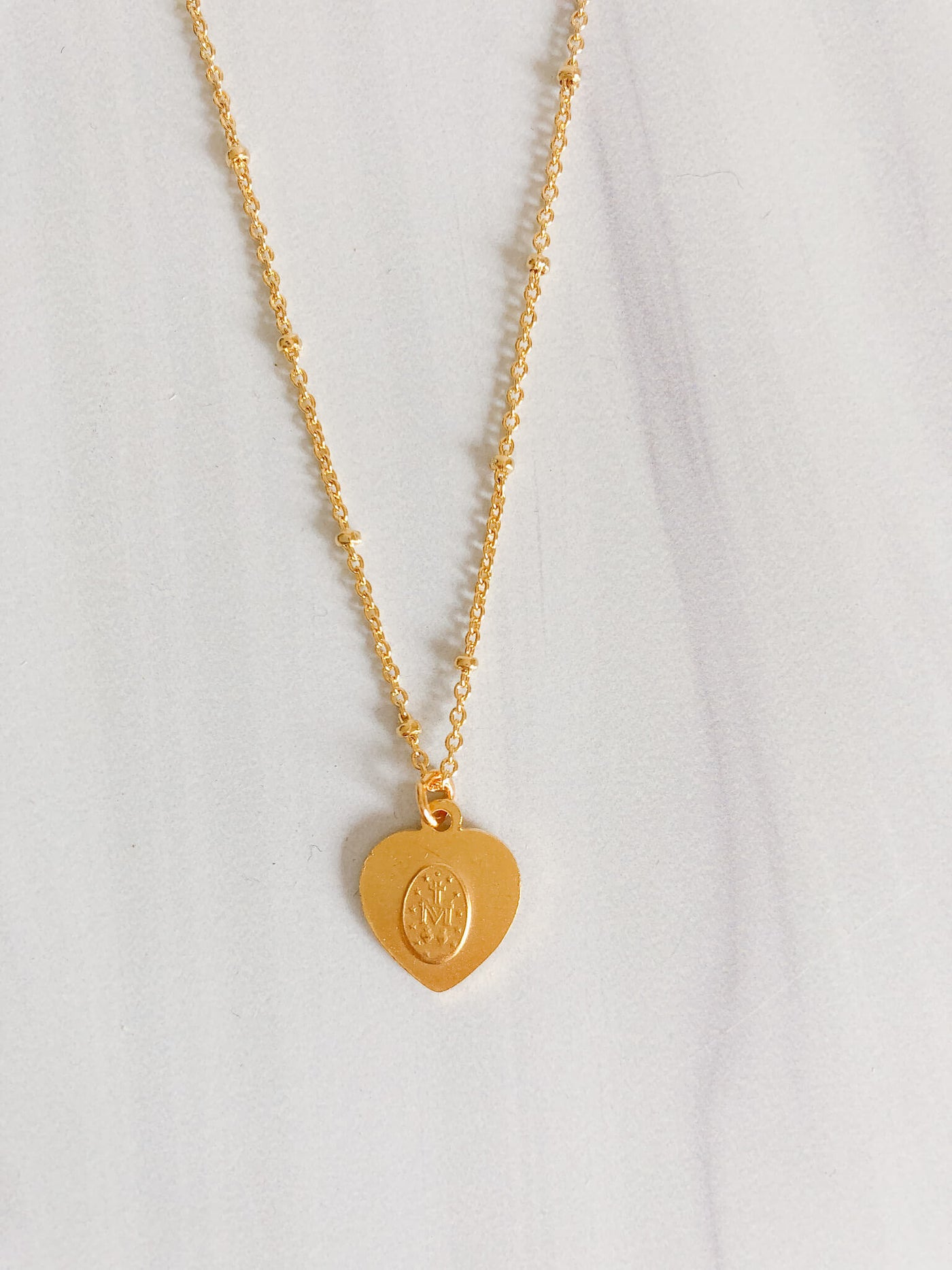 Heart Shaped Miraculous Medal Necklace