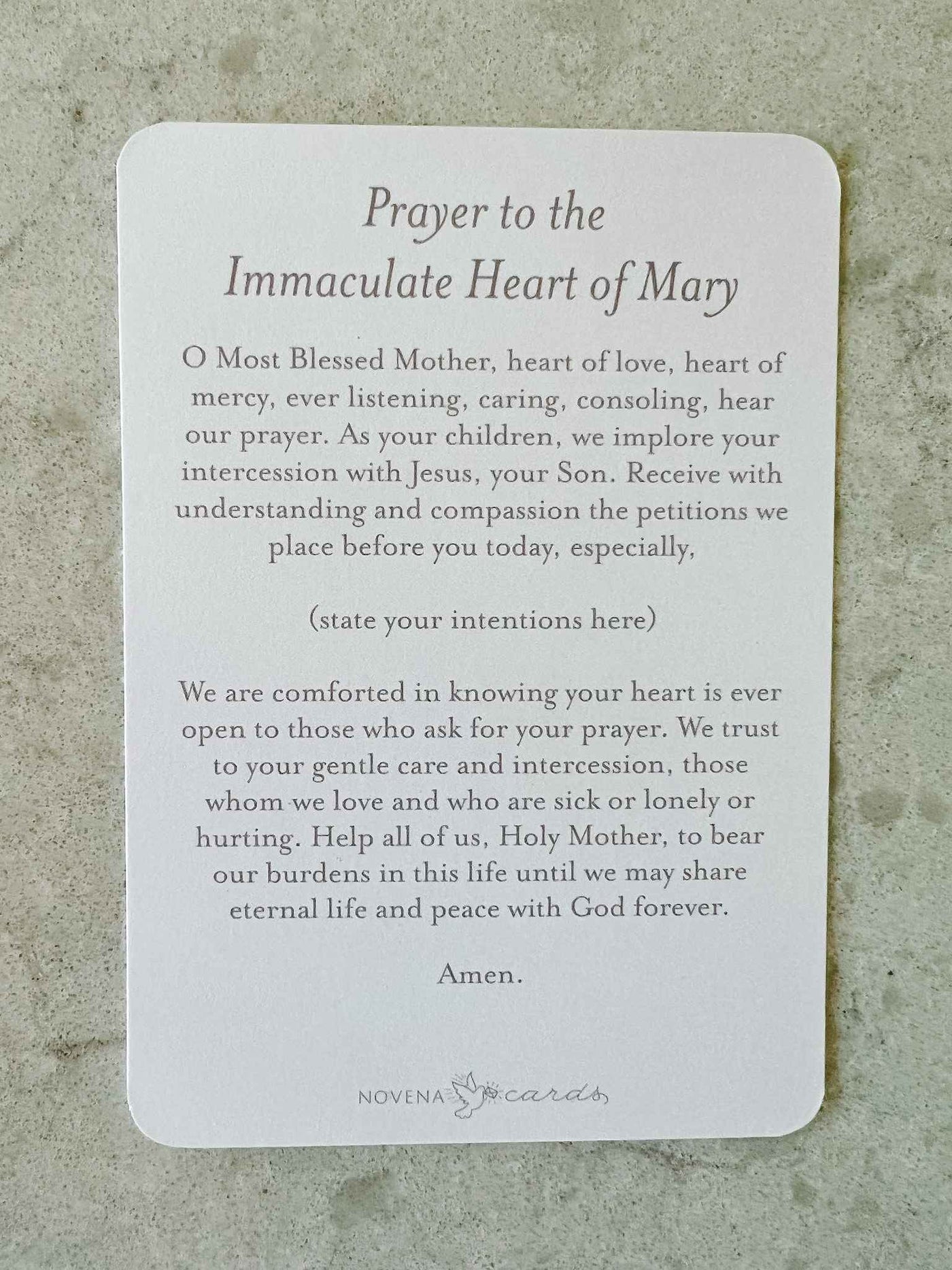 Immaculate Heart of Mary - Prayer Card