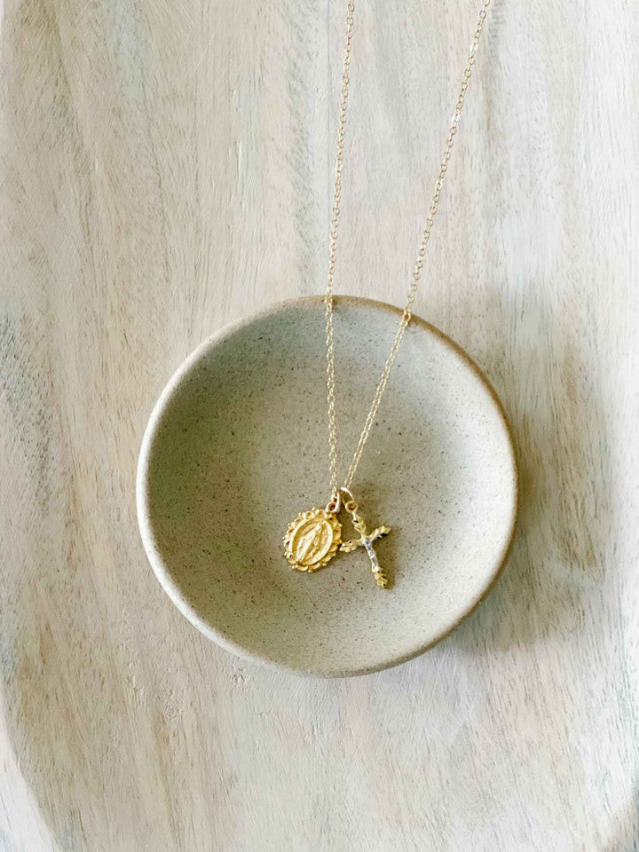 Necklace Gold Cross Cross And Miraculous Medal Necklace Mini Cross