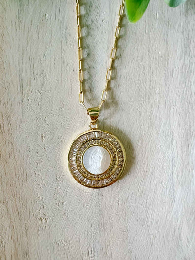 Mother Mary Necklace - Blush Pink