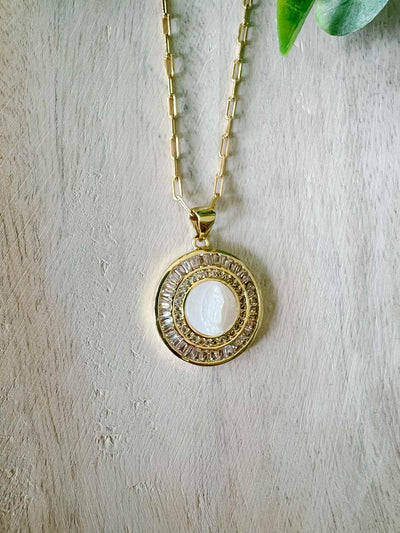 Mother Mary Necklace - Blush Pink