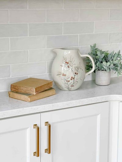 Olive Branch Stoneware Pitcher