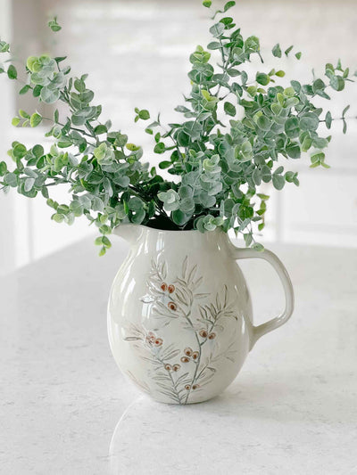 Olive Branch Stoneware Pitcher