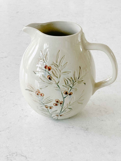 Olive Branch Stoneware Pitcher
