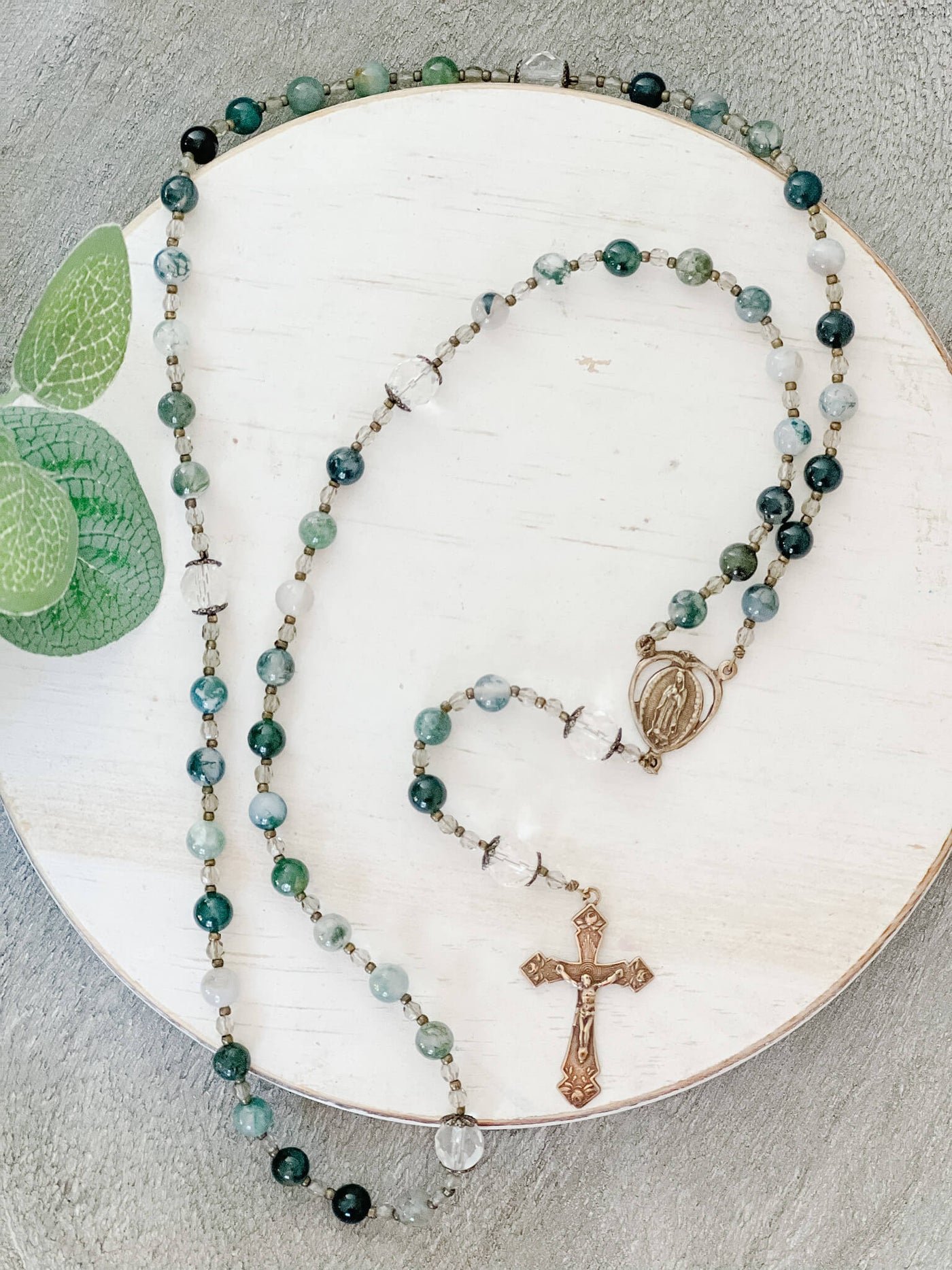 Our Lady of Guadalupe Malachite gemstone rosary beads with Four Basili –  Unique Rosary Beads