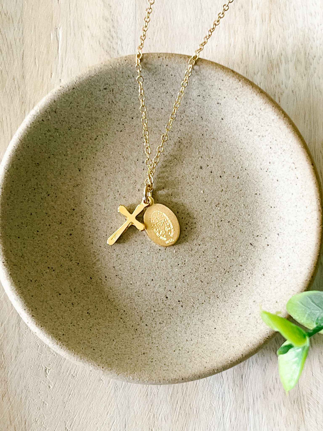 Petite Miraculous Medal Crucifix Necklace – House of Joppa