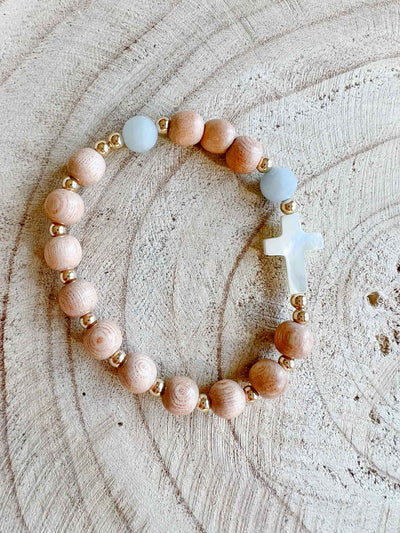 Rosary Bracelet with Mother of Pearl Cross