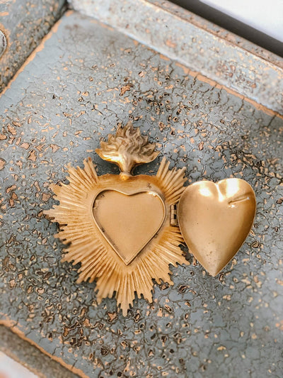 Vintage Sacred Heart Medallion Open Heart